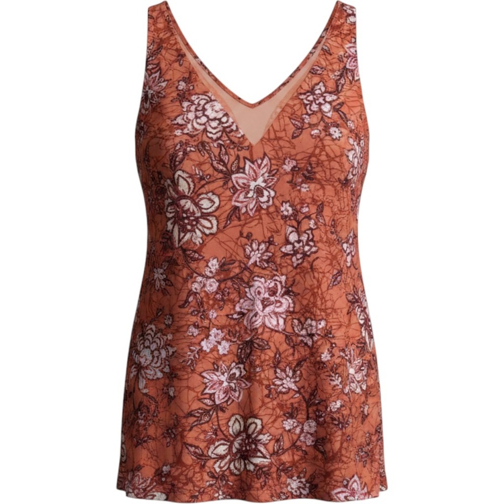 Maurices Boho Whimsy Womens plus size 2XL V-Neck Sleeveless Blouse. Terracotta